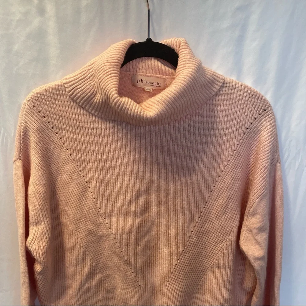 Philosophy Knit SOFT Turtleneck Pullover Sweater Pink Medium‎ Barbiecore Preppy
